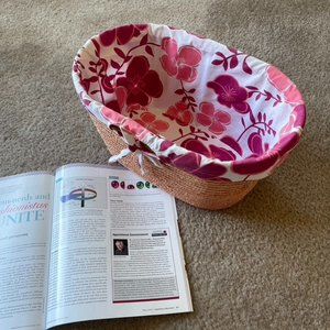 Pink Large Straw Full Lining Basket